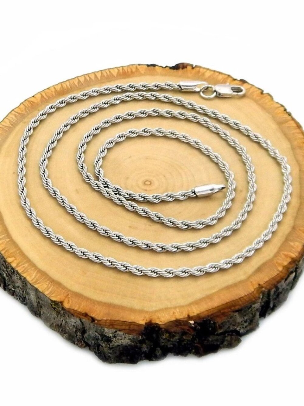14K White Gold Plated Rope Chain – 24 Inches